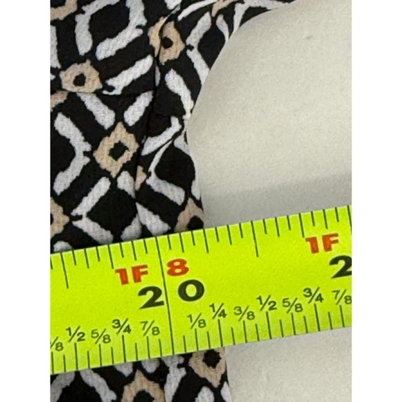 Pleione Womens Small Black Geometric Diamond Print V-Neck Blouse Sz S - Picture 6 of 9